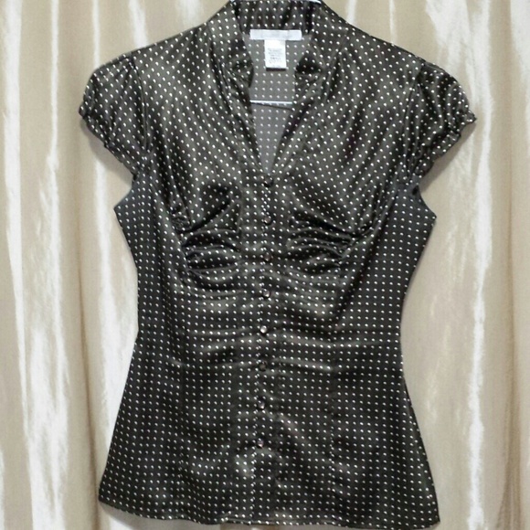 Brown dressy polkadot blouse