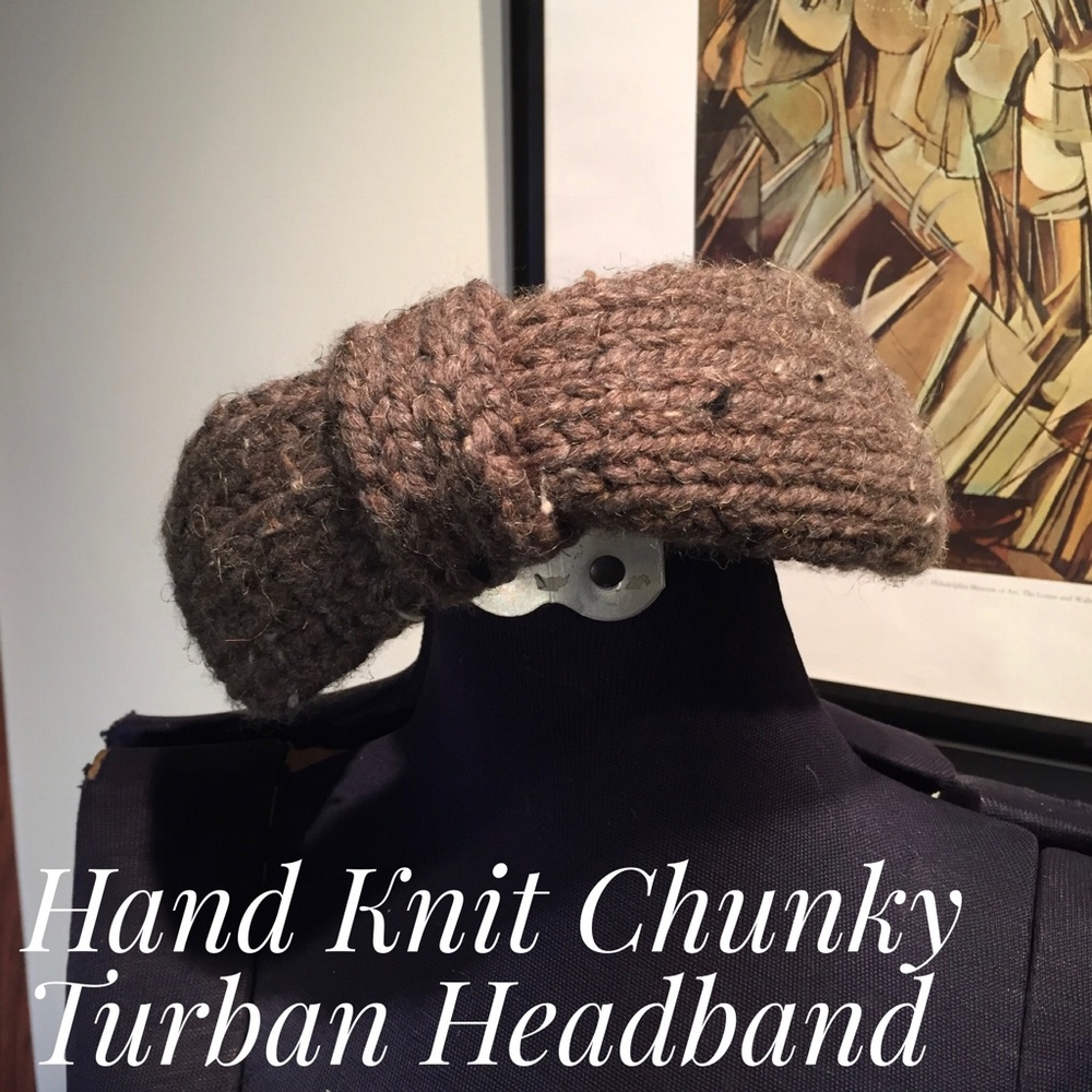Chunky Knit Turban Headband in Barley