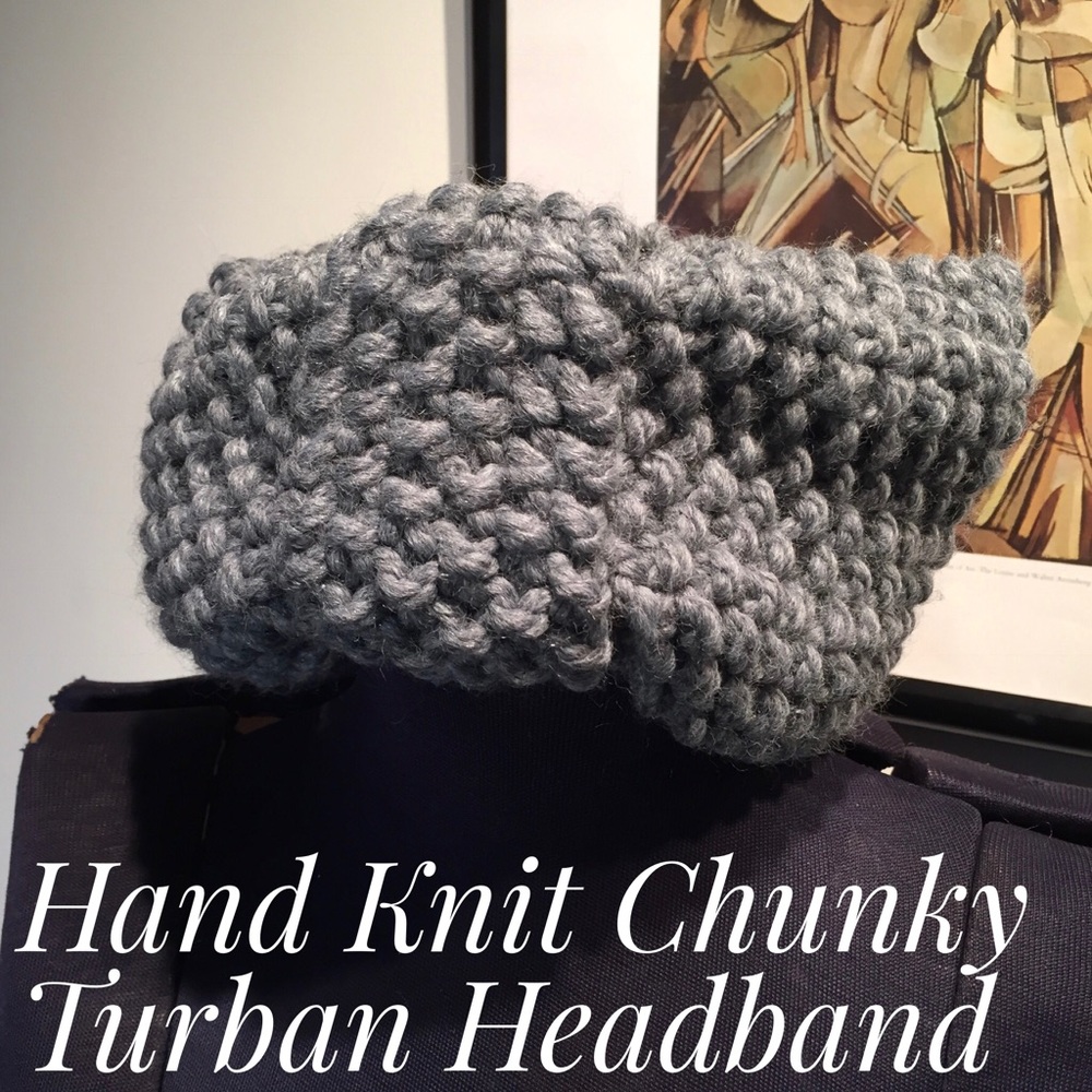 Chunky Knit Turban Headband in Charcoal