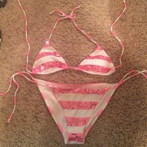 Victorias Secret Size Large sequin bikini NEW