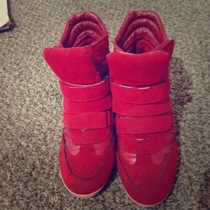 Bright red sneaker wedge
