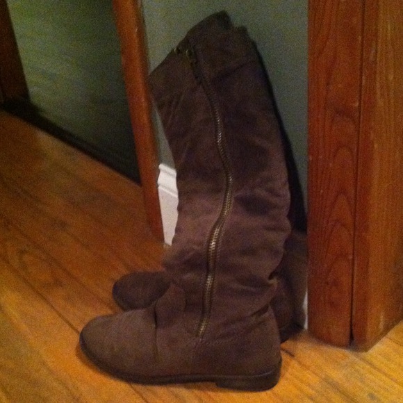 Brown suede boots