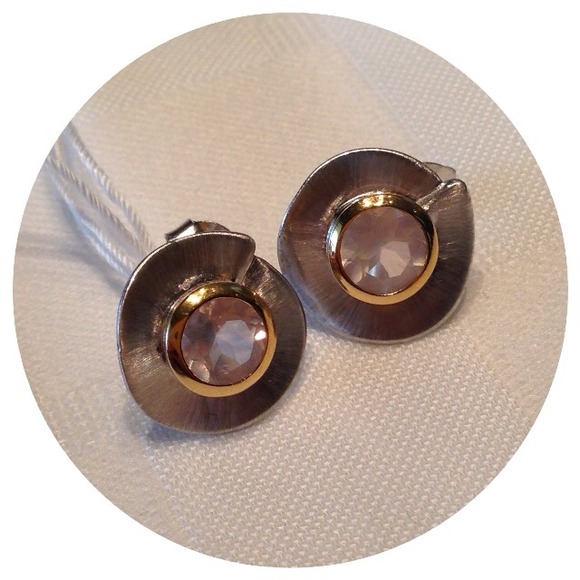 Sterling & Genuine Rose Quartz Stone Earrings