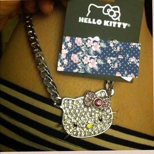 Hello kitty rhinestone necklace adult size