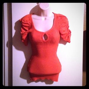 Bebe orange puff sleeve shirt