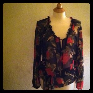Sheer Floral Long Sleeve Top
