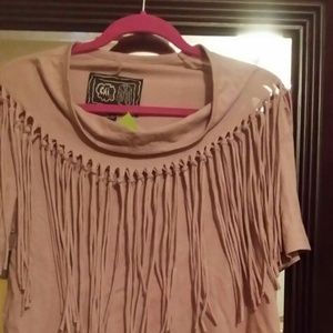 Mauve frayed shirt by Chi by Falchi