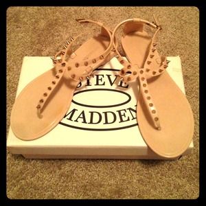 Steve Madden Studded Nude and Gold "Jelly" Sandals