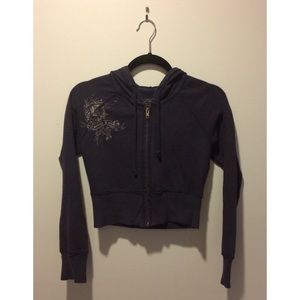 Cropped Navy Jacket with Hood