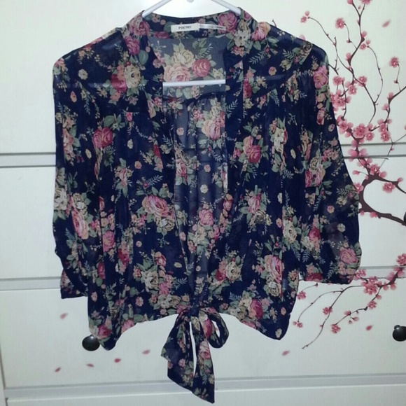 Sheer Navy Floral Top