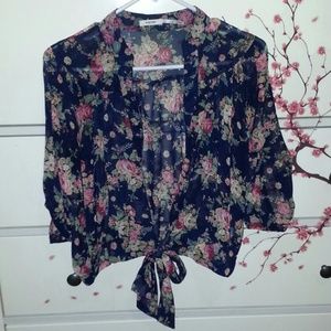 Sheer Navy Floral Top