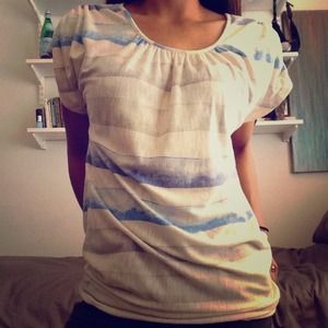 LC Lauren Conrad Watercolor Pleated Top