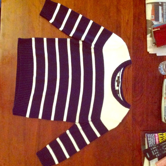 Jeanne Pierre petite navy & white knit sweater