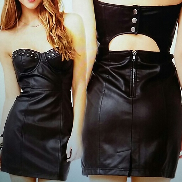 Forever 21 Dresses & Skirts - •●REDUCED●•Brand New Studded Faux Leather Dress