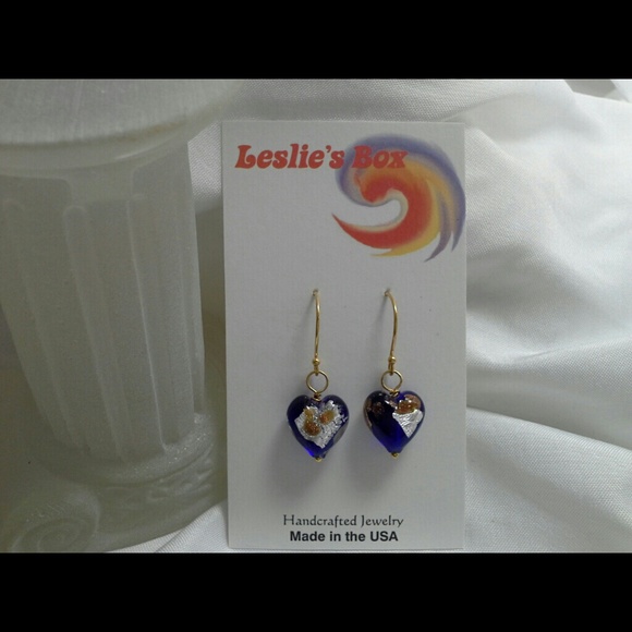 ★★REDUCED!!★★Lampwork Heart Drop Earrings