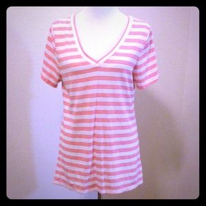 Coral Stripped Top