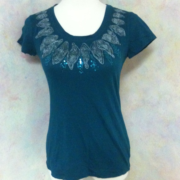Dark turquoise/teal embellished top - Picture 2 of 3