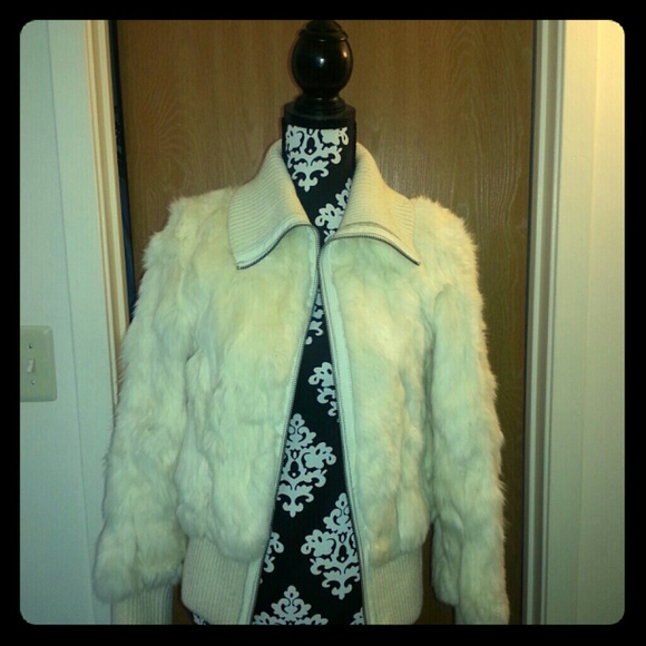 Cream rabbit fur jacket