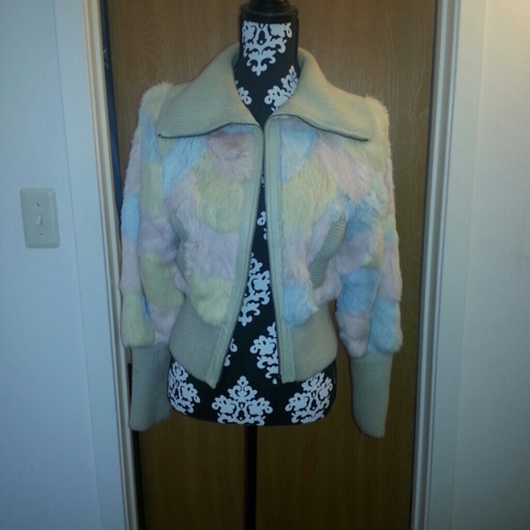 Multi-colored Rabbit Fur Coat