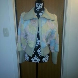 Multi-colored Rabbit Fur Coat