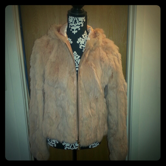 Pink Rabbit Fur Coat