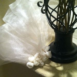 Ivory/off white wedding veil . Simple but cute !