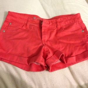 Coral/ Reddish Solid Colored Shorts