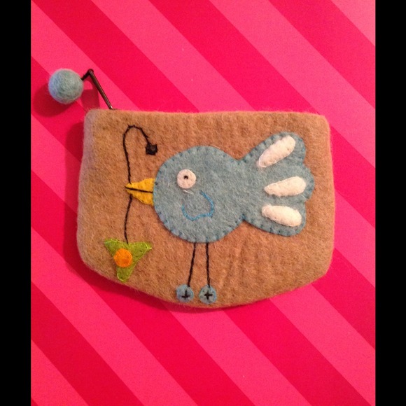Handmade Blue bird coin purse