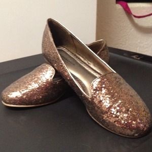 Brown sparkly loafers