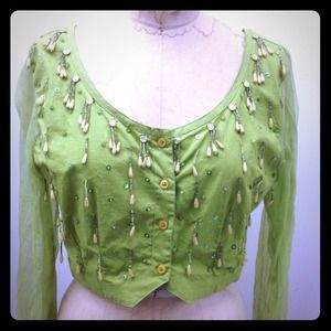 Beautiful vintage Green beaded top