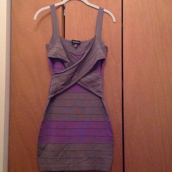 Bebe Purple and gray body con dress