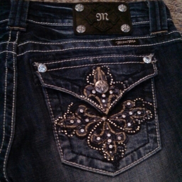 Miss Me Flower Blossom Bling Bootcut Stretch Jeans