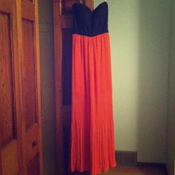 Strapless Coral Maxi Dress