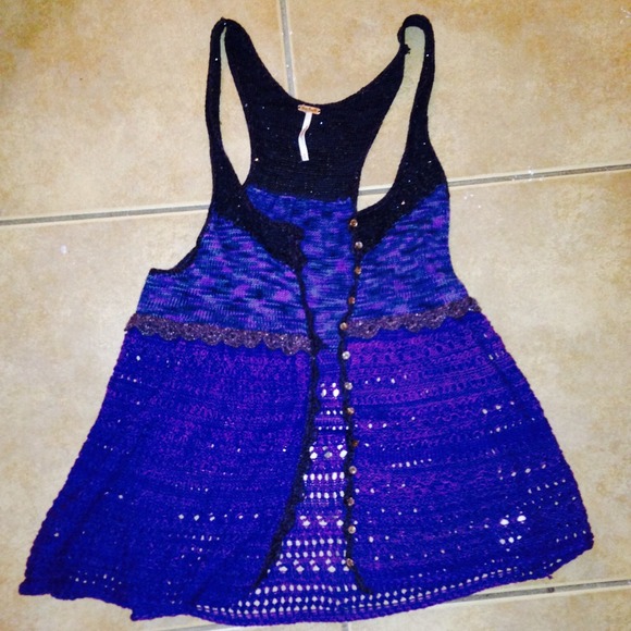 Purple Crochet Free People Vest