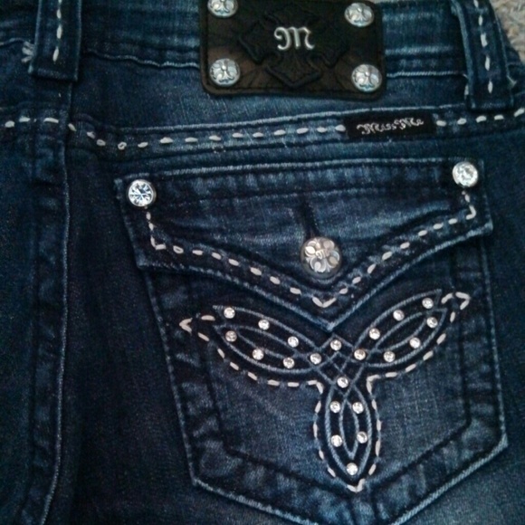 Miss Me Distressed Bootcut Bling Stretch Jeans
