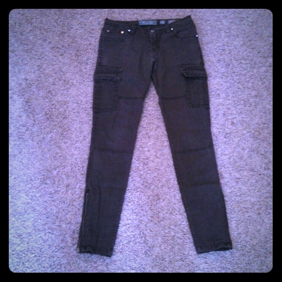 Miss Me Brown Bling Skinny Cargo Pants