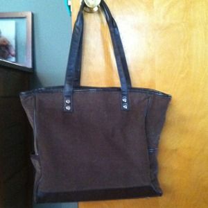 Large brown corduroy 31 tote