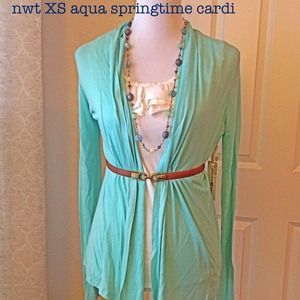 Boutique Tops - NWT XS cotton Aqua Open front Cardi, think spring! Boutique Tops - NWT XS cotton Aqua Open front Cardi, think spring!