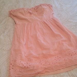Peach Crochet Collar Dress