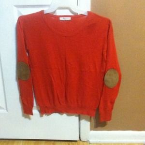 Elbow patched sweater: red