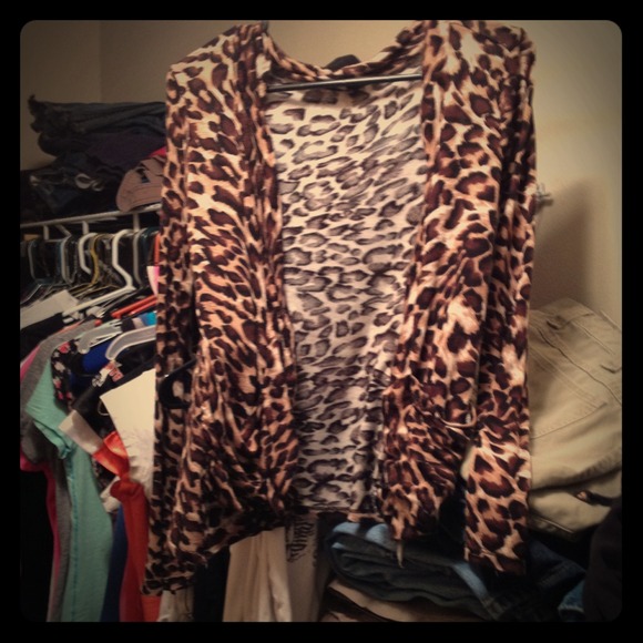 Leopard cardigan w pockets