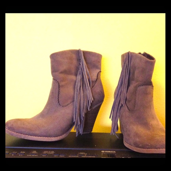 Fringe suede-look boots  size 10 (Target)