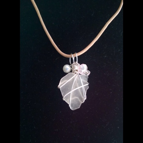 Genuine Sea Glass Pendant on 18" Leather Cord