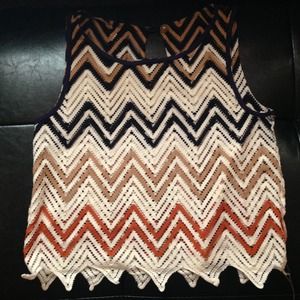 Chevron print see through top