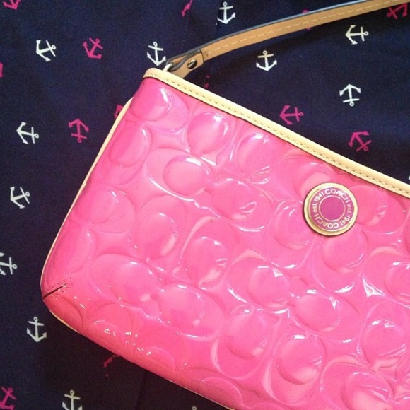 Authentic Coach pink quilted mini bag