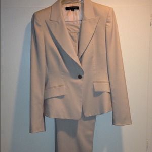 Anne Klein beige/peach pinstripe business suit