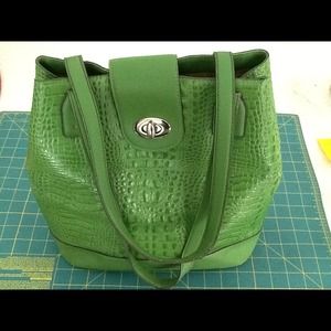 Franco Sarto, Green Faux Croc Leather Handbag.
