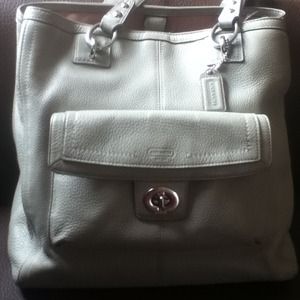 Large Pewter Authentic Coach Handbag/Tote