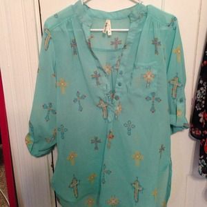 Cross top! Mint green color✨