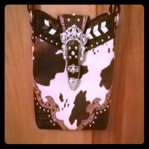 So cute cow print, rhinestone purse NWOT
